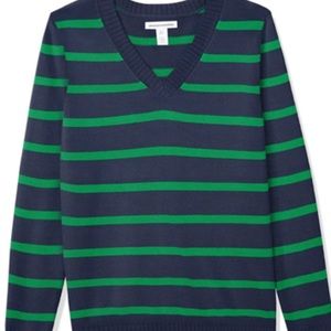 Amazon Essentials Navy and Green Striped Sweater Size M